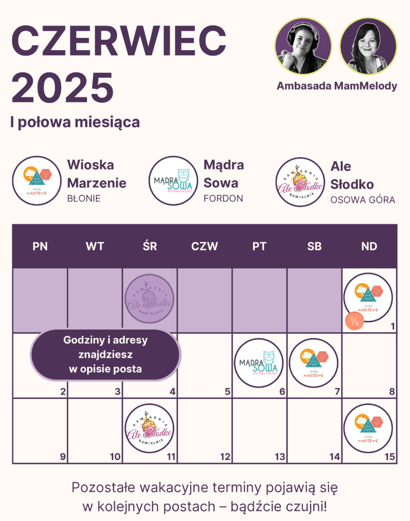 Grafik zajęć Radość Rodzinnego Muzykowania w Bydgoszczy z MamMelody